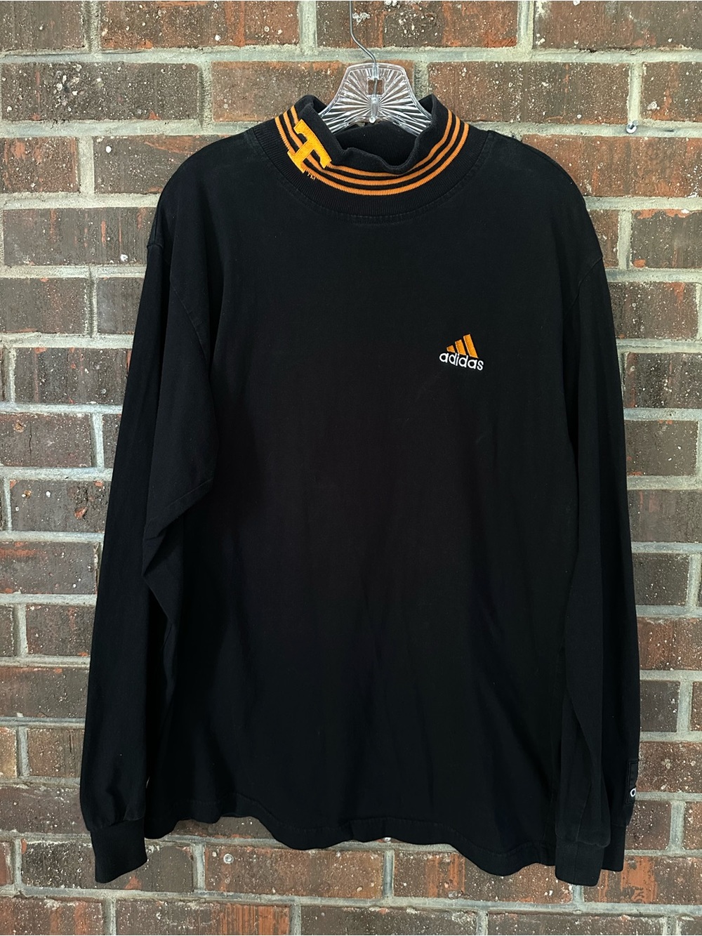 Vintage 1990s adidas Tennessee Volunteers Black Long Sleeve Mock Neck Tee